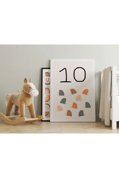 Pegziz Bebek Odası Dekorasyon - 10 Sayısı Modern Minimalist Kanvas Tablo - Çocuk Odası Tablo ürün görseli 1