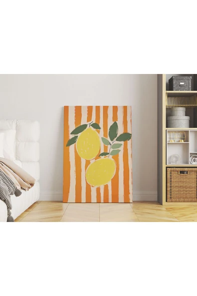 Pegziz Limonlar Boho Sanatsal Kanvas Tablo - Salon Oturma Odası Mutfak Ofis için Duvar Dekoru ürün görseli 1
