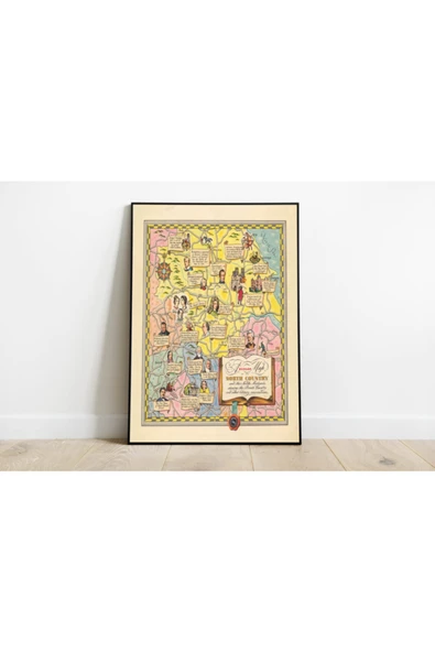 Pegziz Ingiltere 1938 Haritası Sanatsal Duvar Dekorasyon Poster 60x90cm. ürün görseli 1