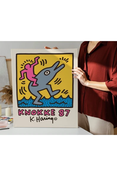 Pegziz Kanvas Tablo Salon Duvar Dekorasyonu Keith Haring Sanatsal Tablo ürün görseli 1