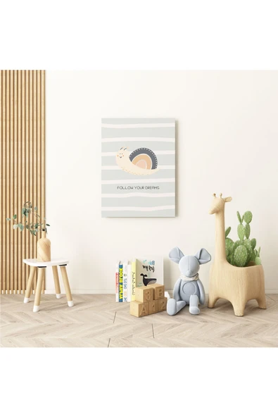 Pegziz Salyangoz Minimalist Kanvas Tablo - Bebek Odası Dekorasyon - Çocuk Odası Tablo ürün görseli 1