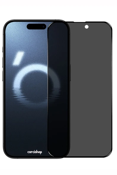 corcishop İphone 16 Pro Uyumlu Kırılmaz Cam Privacy Hayalet Tam Kaplayan Ekran Koruyucu ürün görseli 1