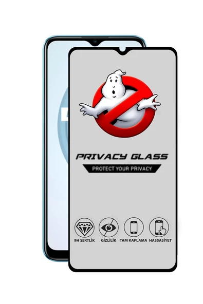 corcishop Realme C21 Tam Kaplayan Gizli Hayalet Temperli Ekran Koruyucu Cam ürün görseli 1
