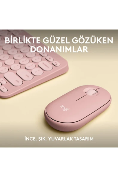 920-012247 Pebble 2 Combo Pembe Kablosuz Klavye Mouse Seti - Resim 2