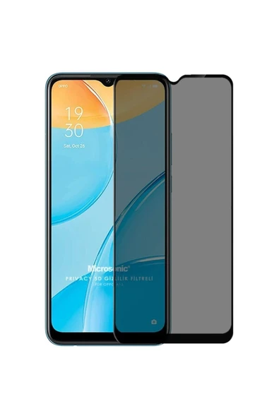 corcishop Oppo A15 Privacy 5d Gizlilik Filtreli Cam Ekran Koruyucu Siyah Uyumlu ürün görseli 1