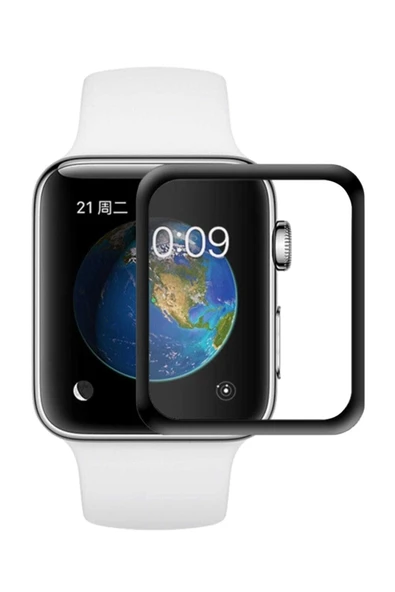 corcishop Apple Watch 42mm 3d Kavisli Temperli Cam Full Ekran Koruyucu Kırılmaz Film Siyah ürün görseli 1