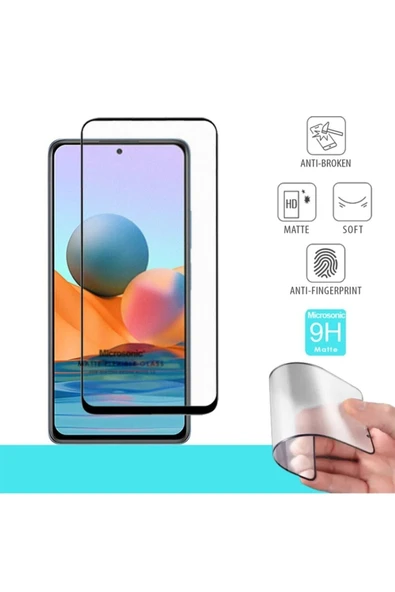 corcishop Xiaomi Redmi Note 10 Pro Seramik Matte Flexible Ekran Koruyucu Siyah ürün görseli 1