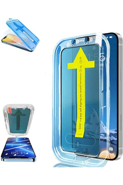 corcishop Apple İphone 13 Pro Max Uyumlu Ekran Koruyucu Tam Kaplayan Cam Otomatik Hizalamalı Toz Önleyici ürün görseli 1