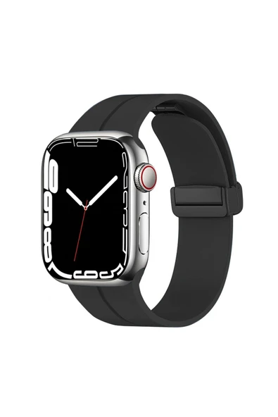 corcishop Apple Watch Ultra 49mm Uyumlu Silikon Metal Tokalı Lansman Renkler Kordon Kayış ürün görseli 1