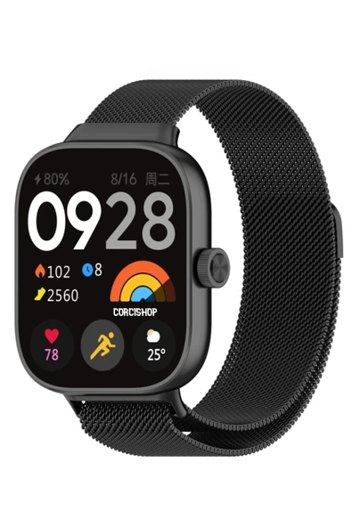 corcishop Xiaomi Redmi Watch 4/watch 5 Uyumlu Hasır Metal Örgü Işlemeli Mıknatıslı Kordon Kayış ürün görseli 1