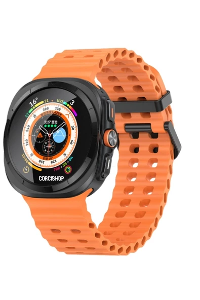 corcishop Samsung Galaxy Watch 7 Ultra 47 mm İle Uyumlu Airflow Metal Tokalı Soft Ocean Silikon Kordon ürün görseli 1