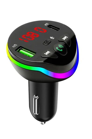 corcishop Araç Bluetooth 5.0 Fm Transmitter Cihazı Araba Müzik Mp3 Çalar Oto Çakmaklık Şarj Aleti ürün görseli 1
