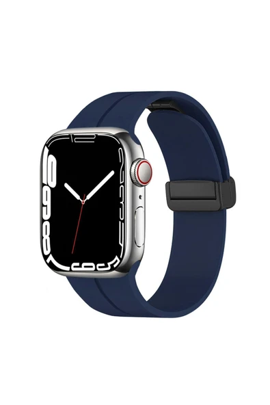 corcishop Apple Watch Ultra 49mm Uyumlu Silikon Metal Tokalı Lansman Renkler Kordon Kayış ürün görseli 1
