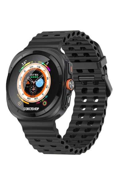 corcishop Samsung Galaxy Watch 7 Ultra 47 mm İle Uyumlu Airflow Metal Tokalı Soft Ocean Silikon Kordon ürün görseli 1
