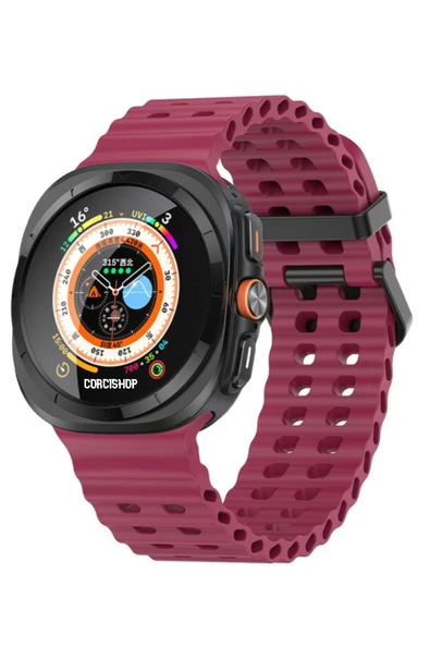 corcishop Samsung Galaxy Watch 7 Ultra 47 mm İle Uyumlu Airflow Metal Tokalı Soft Ocean Silikon Kordon ürün görseli 1