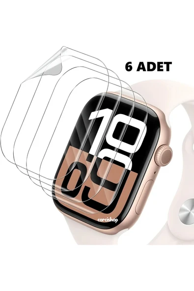 corcishop Apple Watch Series 11 GPS + Cellular 46mm Ekran Koruyucu Nano Jelatin 6 ADET - İnce ve Esnek ürün görseli 1