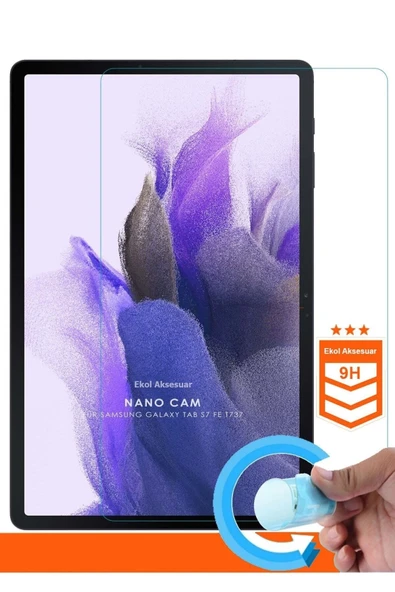 corcishop Samsung Galaxy Tab S7 Fe Lte Nano Kırılmaz Cam 9h Ekran Koruyucu Şeffaf ürün görseli 1