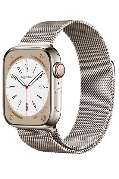 corcishop Apple Watch 42mm 44mm 45mm 49mm Seri 3 4 5 6 7 8 Se Uyumlu  Ultra Kordon Starlight Hasır Örgü Metal ürün görseli 1