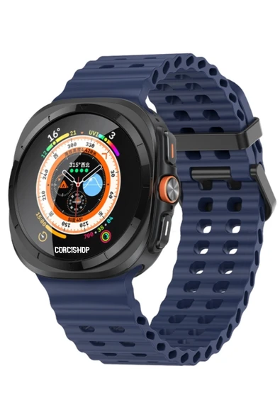 corcishop Samsung Galaxy Watch 7 Ultra 47 mm İle Uyumlu Airflow Metal Tokalı Soft Ocean Silikon Kordon ürün görseli 1
