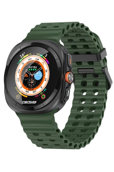 corcishop Samsung Galaxy Watch 7 Ultra 47 mm İle Uyumlu Airflow Metal Tokalı Soft Ocean Silikon Kordon ürün görseli 1