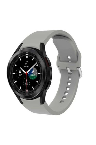 corcishop Samsung Galaxy Watch 4 46mm Uyumlu Classic Silikon Kordon Gri. ürün görseli 1