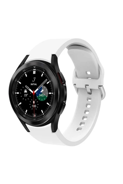 corcishop Samsung Galaxy Watch 5 40 42 44 46mm Uyumlu Pim Tasarımlı Classic Silikon Kordon Beyaz ürün görseli 1
