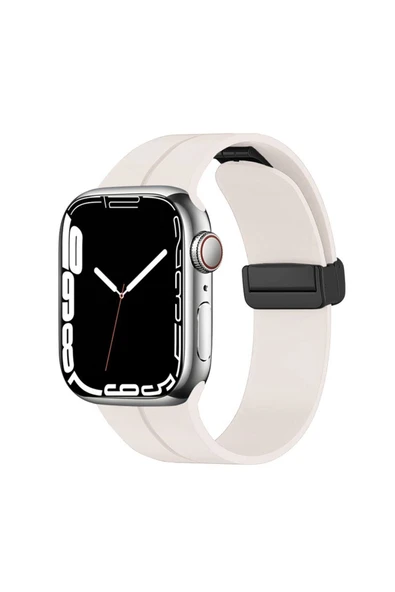 corcishop Apple Watch 40mm Uyumlu Silikon Metal Tokalı Lansman Renkler Kordon Kayış ürün görseli 1