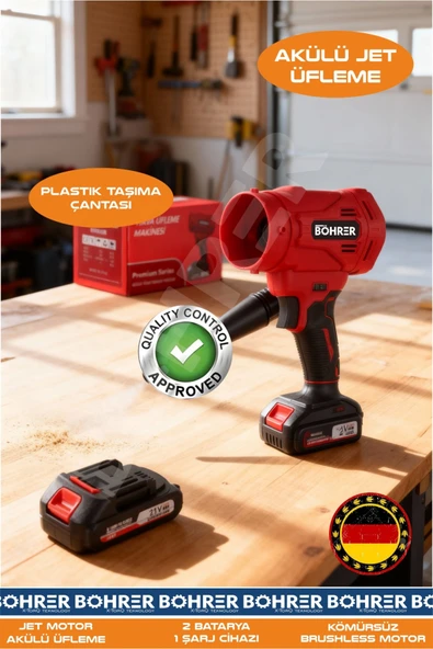 BÖHRER AKÜLÜ HAVA ÜFLEME MAKİNESİ - ÇİFT BATARYA 36V 5AH - JET TİPİ YENİ NESİL MOTOR ürün görseli 1