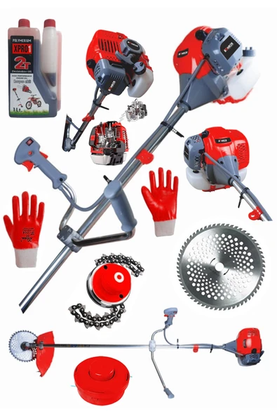 BÖHRER Pross Red 3.5hp Yan Tipi Benzinli Ot Çalı Çim Biçme Makinesi Tırpanı +canavar Başlık+eldicen+2t Yağ ürün görseli 1