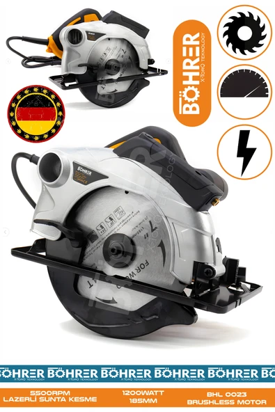 BÖHRER ALMAN ELEKTRİKLİ 3200W LAZERLİ BÜYÜK MODEL ELEKTRİKLİ SUNTA KESME DAİRESEL TESTERE ürün görseli 1