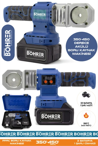 BÖHRER Alman Pro Pprc Max 450 Derece Blue Komple Uç Aparatlari Dahi?l Plasti?k Boru Kaynak Maki?nesi? ürün görseli 1