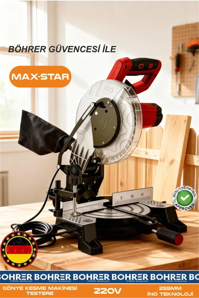 BÖHRER ELEKTRİKLİ GÖNYE KESME MAKİNESİ 45 DERECE YATAY AÇILI - 255MM TESTERE ÇAPI YENİ NESİL PROFESYONEL ürün görseli 1