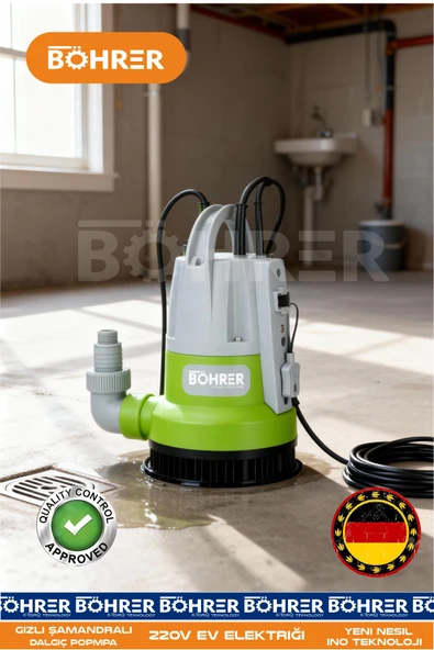 BÖHRER 400W GİZLİ ŞAMANDRALI 5M EMME PLASTİL DALGIÇ SU TAHLİYE DRENAJ POMPASI ürün görseli 1