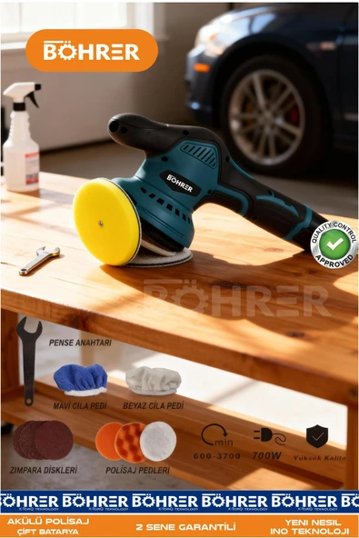 BÖHRER ÇİFT AKÜLÜ 12V OTO PASTA CİLA VE POLİSAJ MAKİNESİ ürün görseli 1
