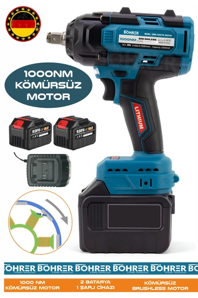 BÖHRER ALMAN V598 AKÜLÜ 1000NM DARBELİ OTO SOMUN SIKMA MAKİNESİ - 15 PİLLİ 5AH 15C KALİTE ürün görseli 1