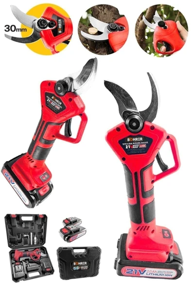 BÖHRER Bh-21s 600 W 21 V Çift Akülü Yüksek Karbonlu Çelik Kesme Şarjlı Dal Budama Makası ürün görseli 1