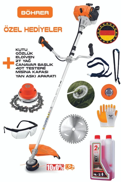 BÖHRER ALMAN 20Hp /h BENZİNLİ YENİ NESİL YAN TİPİ ÇİM ÇALI BİÇME TIRPAN MOTORU MAKİNESİ ürün görseli 1