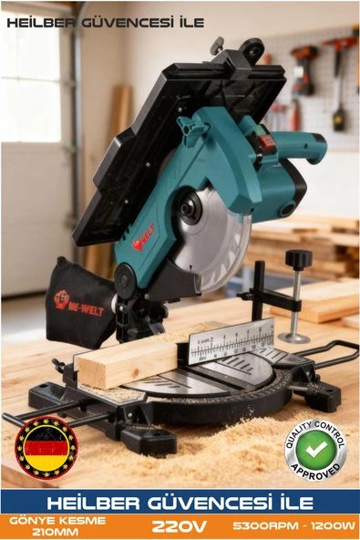 BÖHRER ELEKTRİKLİ ÜSTTEN VE ALTTAN TABLALI 210MM GÖNYE AHŞAP KESME MAKİNESİ - 1200W 5300RPM ürün görseli 1