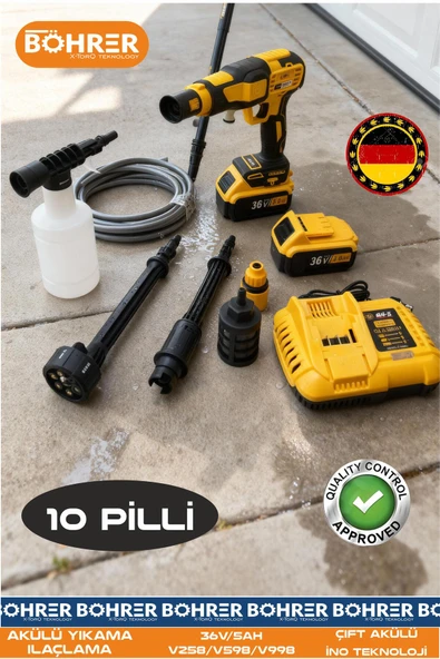 BÖHRER 36V 5AH PLASTİK TAŞIMA ÇANTALI AKÜLÜ OTO ARAÇ YIKAMA BAHÇE SULAMA İLAÇLAMA MAKİNESİ ürün görseli 1