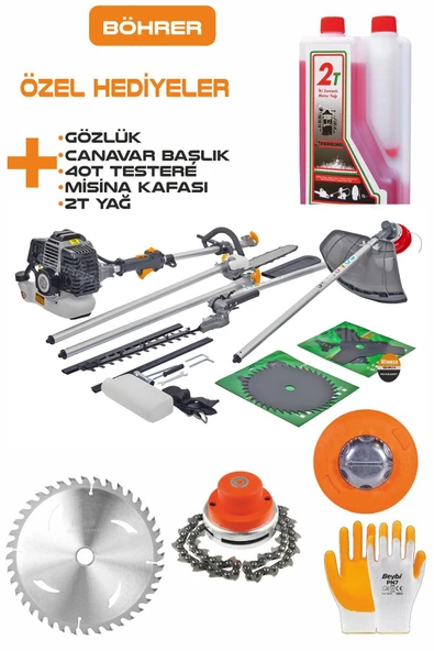 teknotrust 20HP H Benzinli Yan Tip 3 Kafalı Çim Biçme, Budama ve Çit Kesme Seti + Hediyeler ürün görseli 1