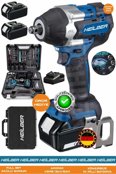 HEİLBER Alman BA01073M Akülü Darbeli Somun Sıkma | 36V 5Ah | 600 Nm Tork – Ergonomik Tasarım – Darbeli Lokma ürün görseli 1