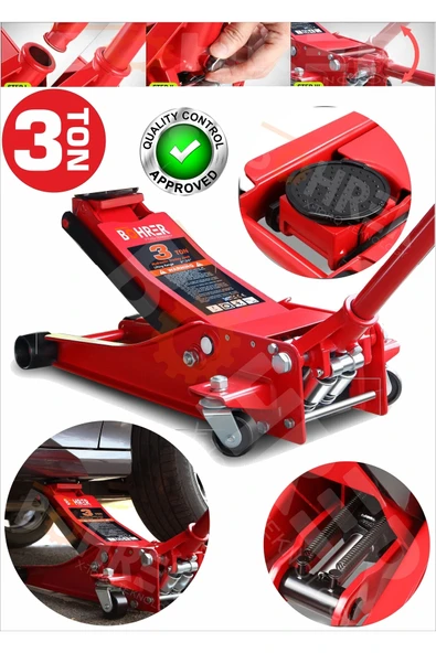 BÖHRER Germany Designe Taşınabilir 3 Ton Kapasiteli Araba Kaldırma Garaj -tamir-oto Hidrolik Zemin Krikosu ürün görseli 1