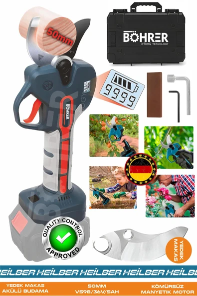BÖHRER Alman Pro Ba01071k 50mm 21v Budama Makası | Akülü – Şarjlı – Bağ Ve Bahçe Için Dal Kesme Makinesi ürün görseli 1