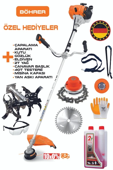 BÖHRER ALMAN 20Hp /h BENZİNLİ YENİ NESİL YAN TİPİ ÇİM ÇALI BİÇME TIRPANI + ÇAPALAMA APARATI ürün görseli 1
