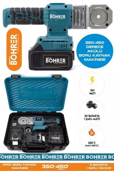 BÖHRER Alman Pro Pprc Max 320 Derece Mavi? Komple Uç Aparatlari Dahi?l Plasti?k Boru Kaynak Maki?nesi? ürün görseli 1