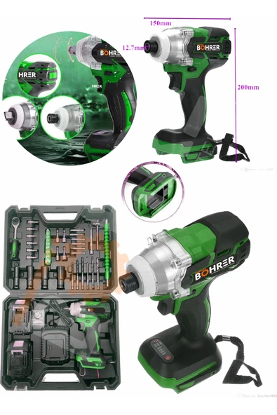 BÖHRER Pross Hummer Drill Çift Akülü 5000 Mah 58 Vf Bijon-somun Sökme Vidalama Cırcırlı Full Matkap Seti ürün görseli 1