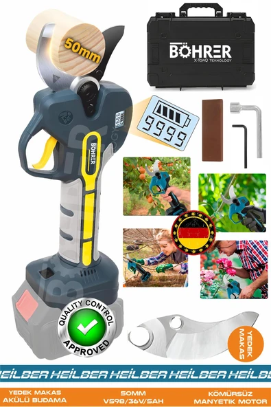BÖHRER Alman Pro Ba01071s 50mm 21v Budama Makası | Akülü – Şarjlı – Bağ Ve Bahçe Için Dal Kesme Makinesi ürün görseli 1