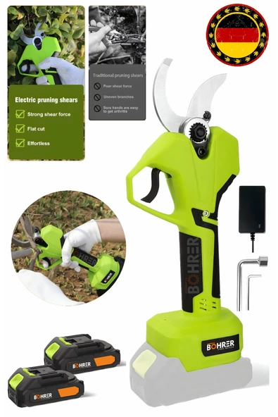 BÖHRER Profesyonel V258 5ah 25mm Çift Kademeli Kömürsüz Green Akülü Budama Makası Ve Budama Makinesi ürün görseli 1