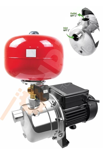 BÖHRER Bakır Sargılı 24 L Italyan Tank Jet750sc 1 Hp Su Pompası Otomatik Hidrofor Set 4 Kat 4 Daire ürün görseli 1