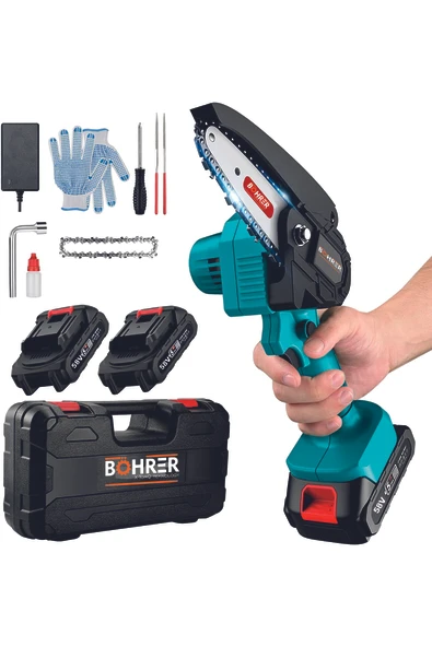 BÖHRER 58v 5 Ah Brushless Çift Batarya Plastik Taşıma Çantalı Dal Kesme Budama Testere Bıçkı Makinası ürün görseli 1